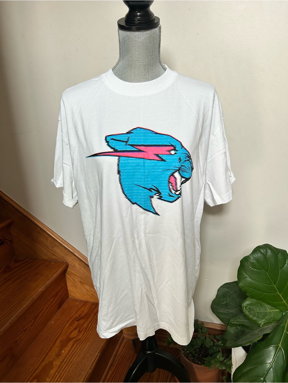 BEAST FASHION White Tee with Black Logo Patch